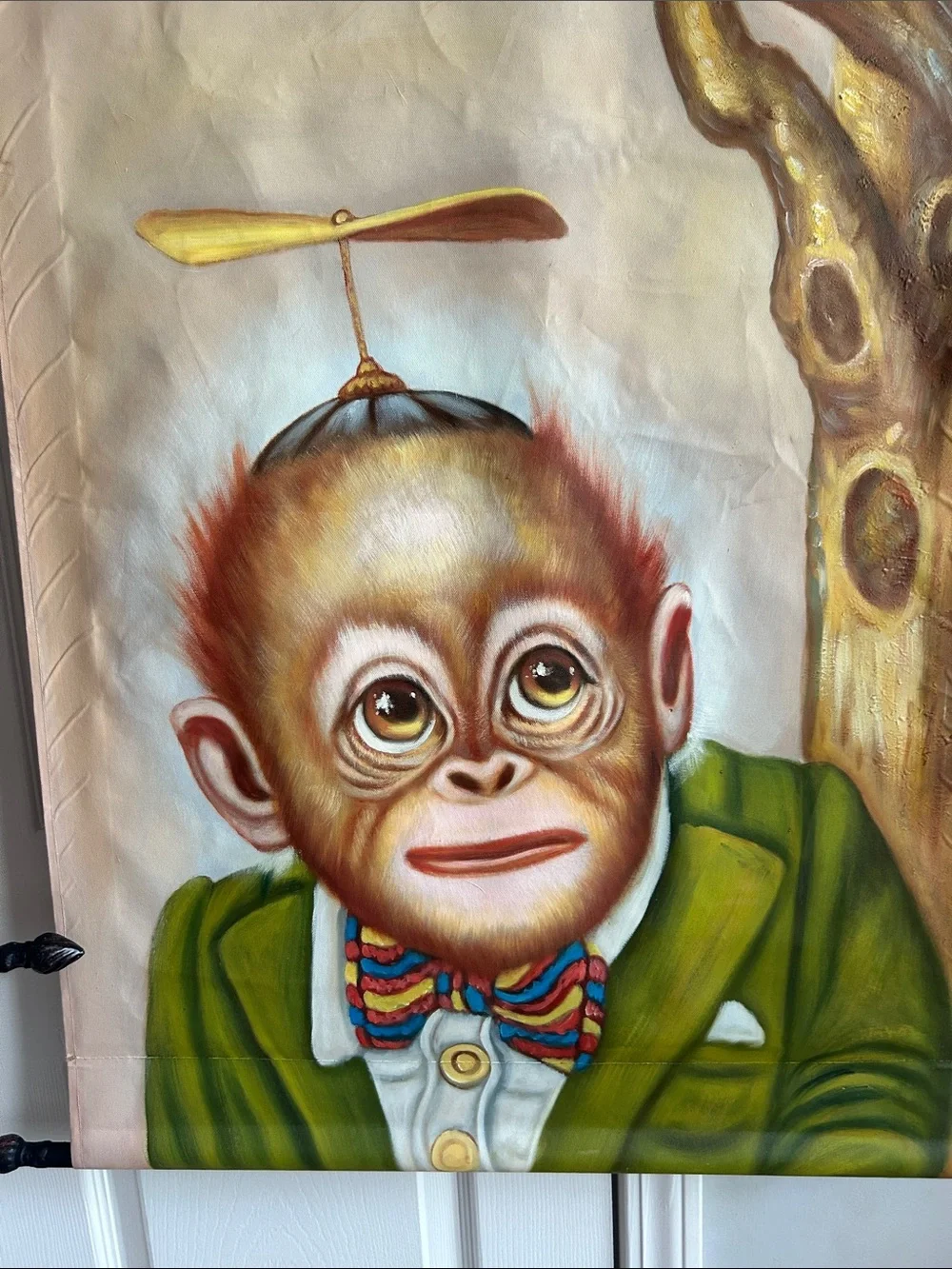 Whimsical Monkey Wall Art Panels in Brown, Green, Red